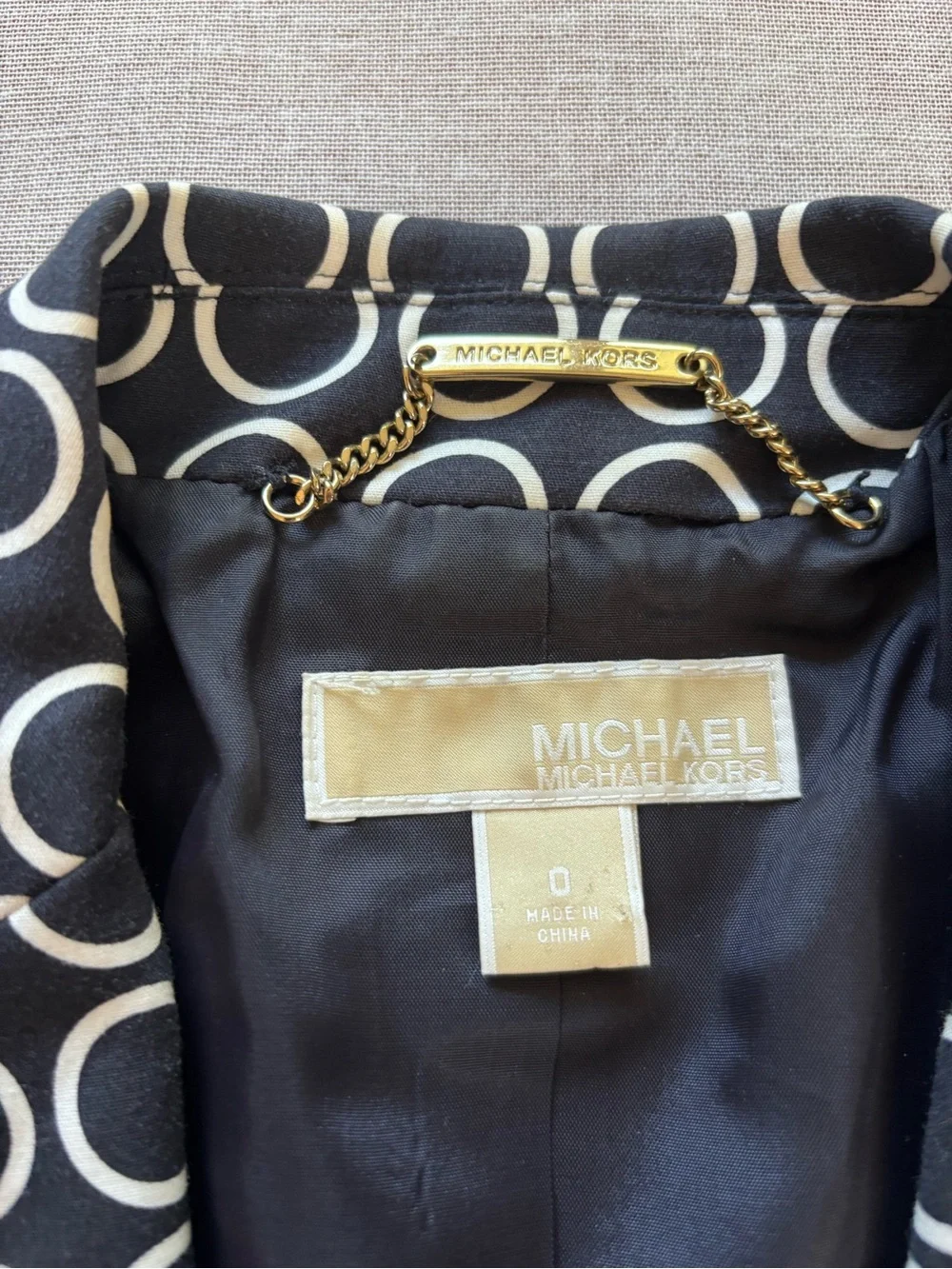 Michael Kors navy geometric work office professional tailored blazer size 0